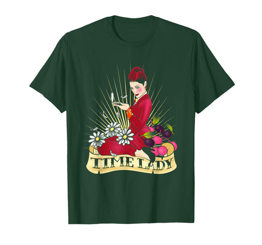 Doctor Who Rockabilly Missy Time Lady Vintage TimeTravel Fan T-Shirt - Women's Unisex-Adults Black Cotton Classic Fit Crew Neck Short Sleeve T-Shirt - Small