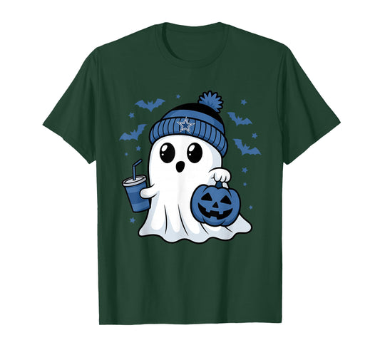Vintage Dallas Ghost Cute Ghost Halloween Blue Pumpkin T-Shirt