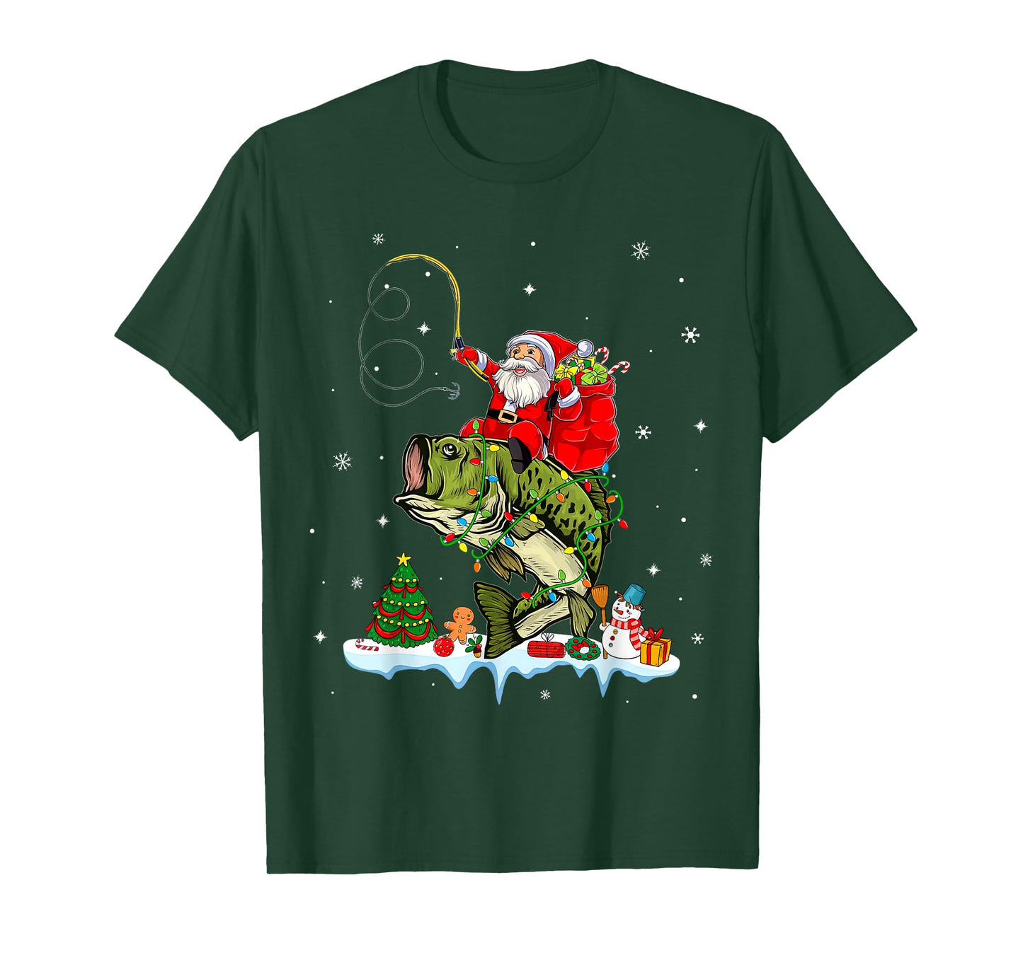 Santa Claus Fishing Christmas Fishing Lover T-Shirt