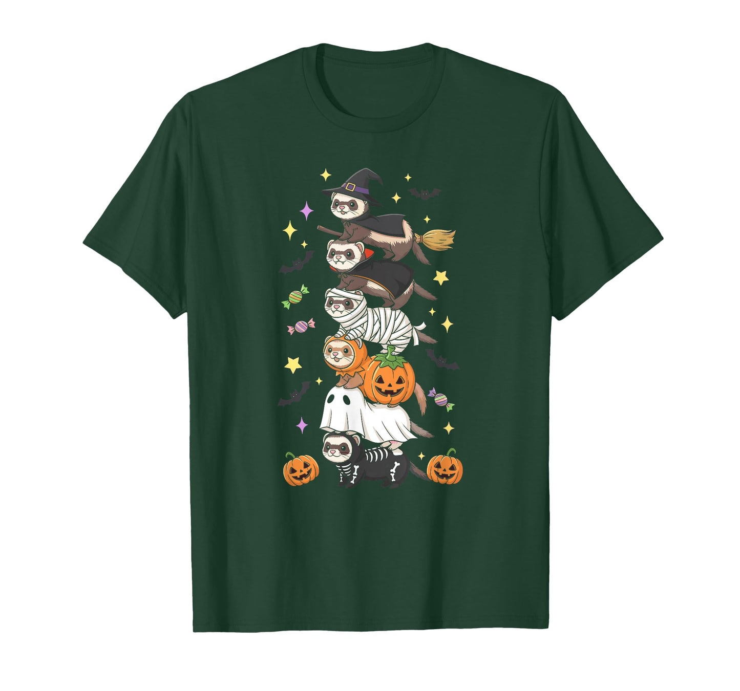 Funny Ferret Witch Vampire Ghost Halloween Kids Mens Womens T-Shirt