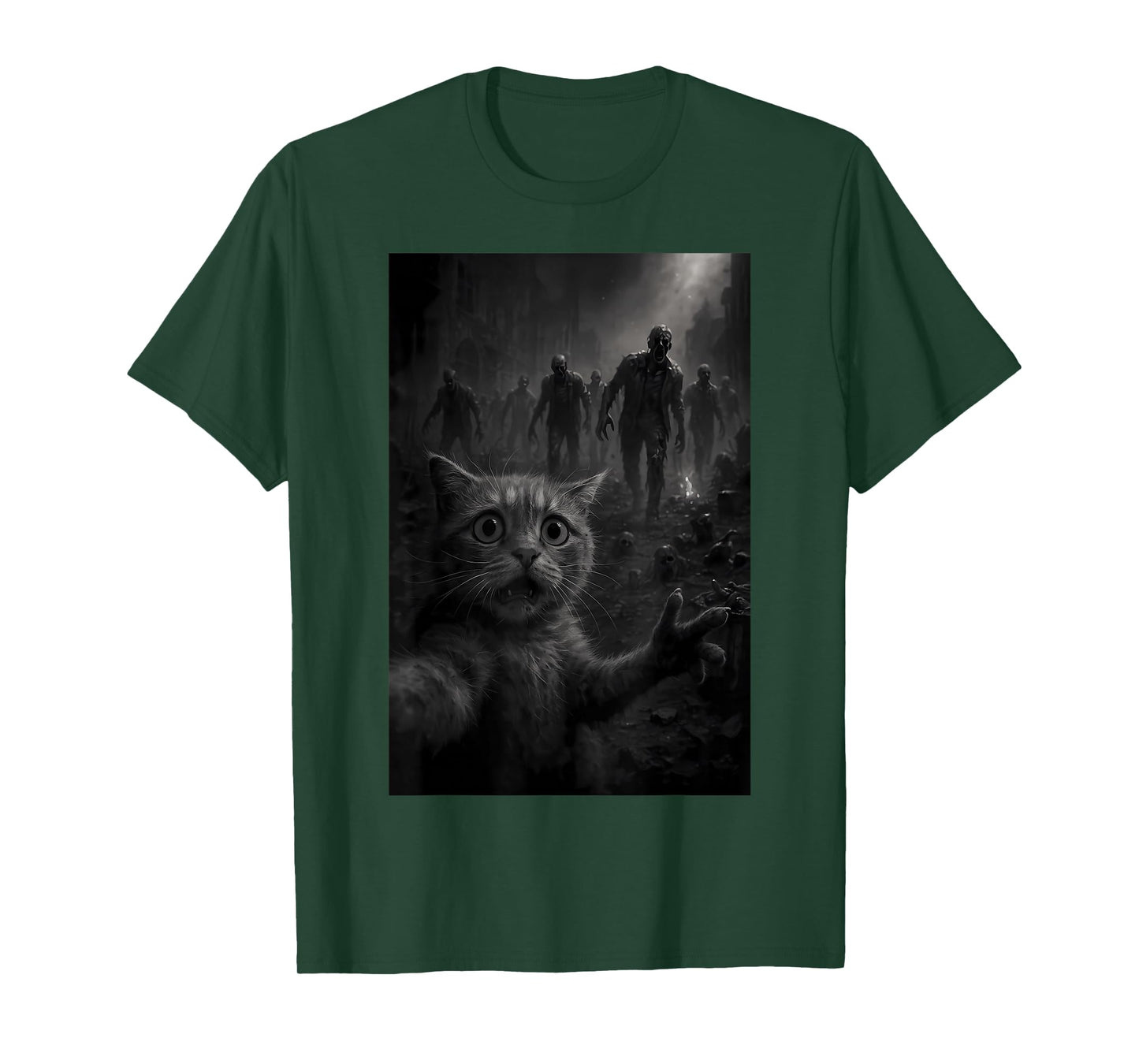 Funny Cat Selfie Top With Zombie Apocalypse T-Shirt