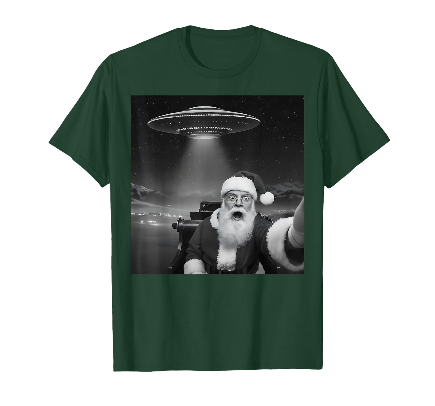 Santa Selfie with UFO Funny Christmas for Men Women Kids T-Shirt