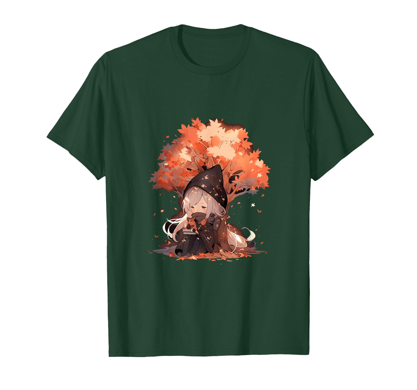 Chibi Girls Autumn Leaves Anime Kawaii Thanksgiving T-Shirt