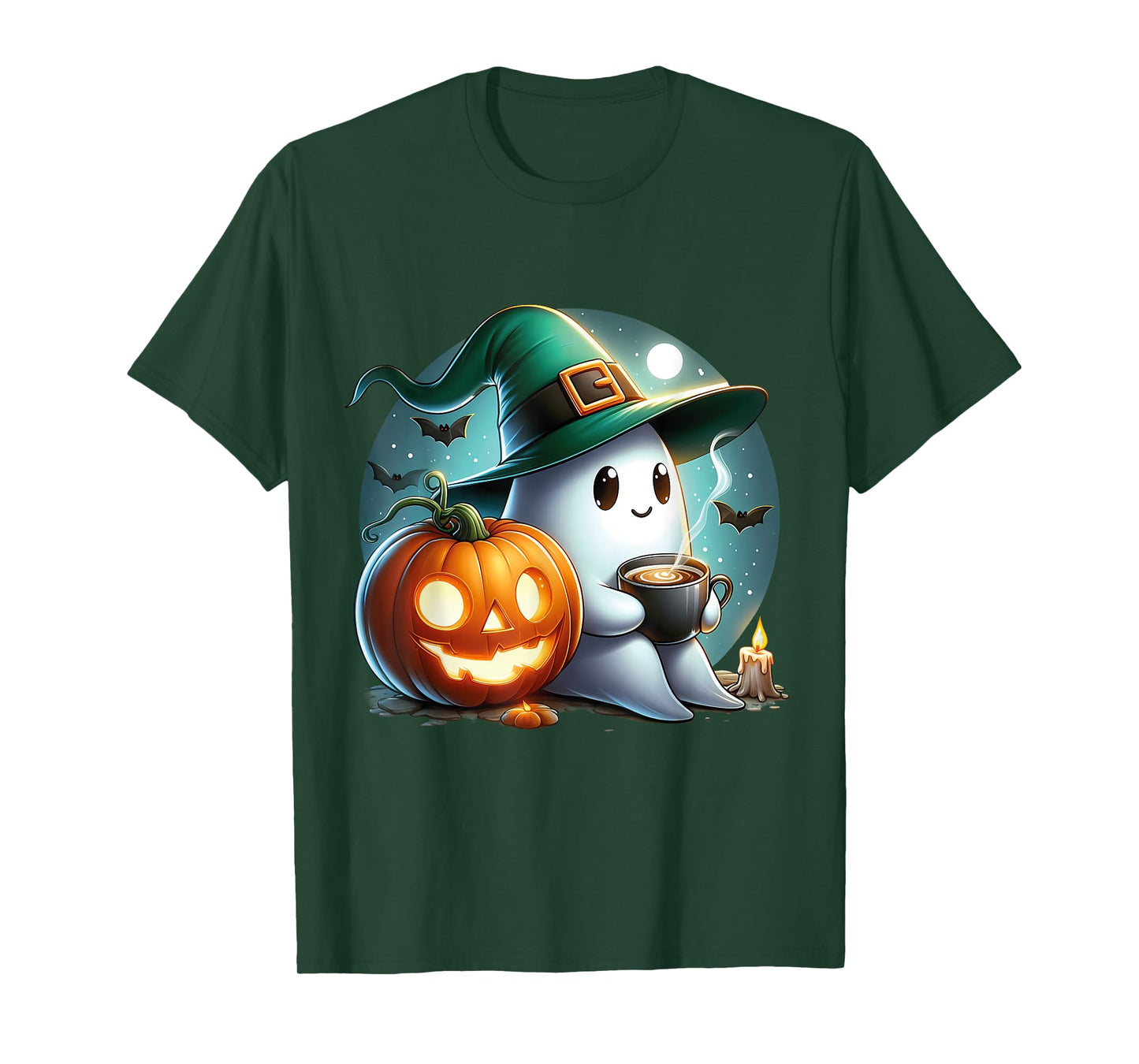 Cute Halloween Ghost Coffee Pumpkin T-Shirt