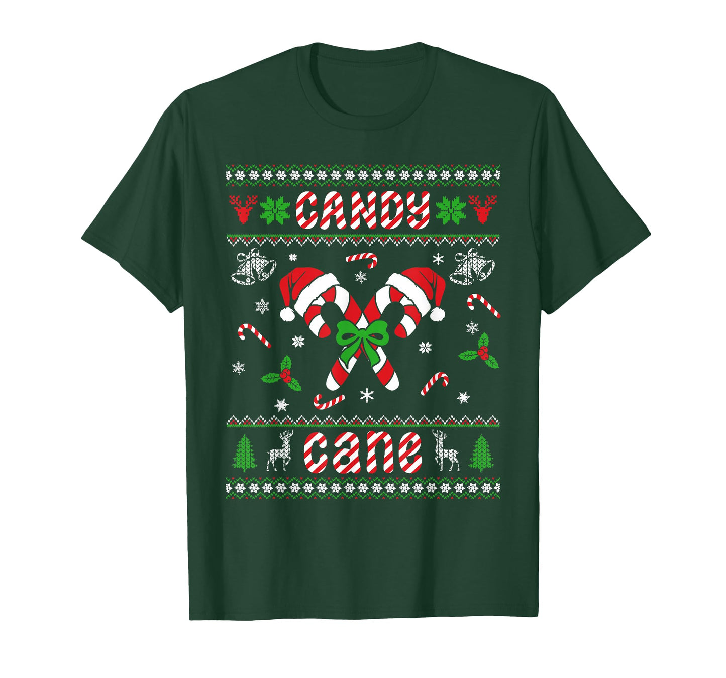 Ugly Christmas Sweaters Candy Cane Love Boys Girls Men Women T-Shirt