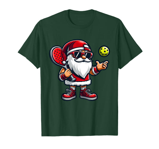 Christmas Santa Playing Pickleball Pajama Toddler Boys Kids T-Shirt