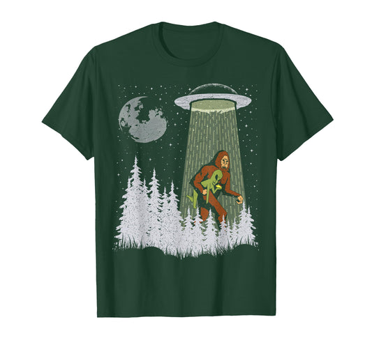 Funny Bigfoot Carrying Alien Eating Taco Cool Sasquatch Ufo T-Shirt