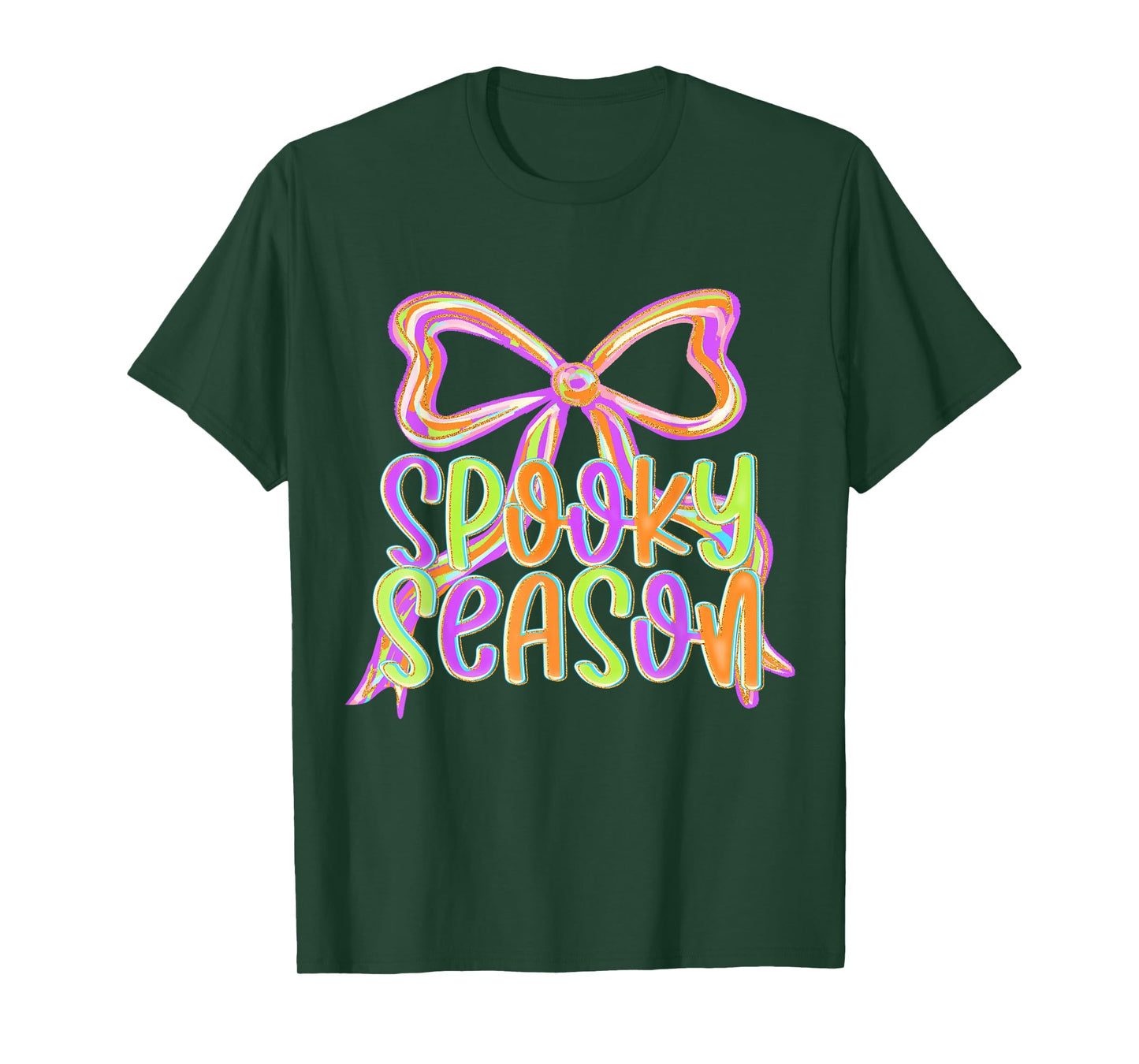 Spooky Season Halloween Coquette Bow Autumn Fall Girls Kids T-Shirt