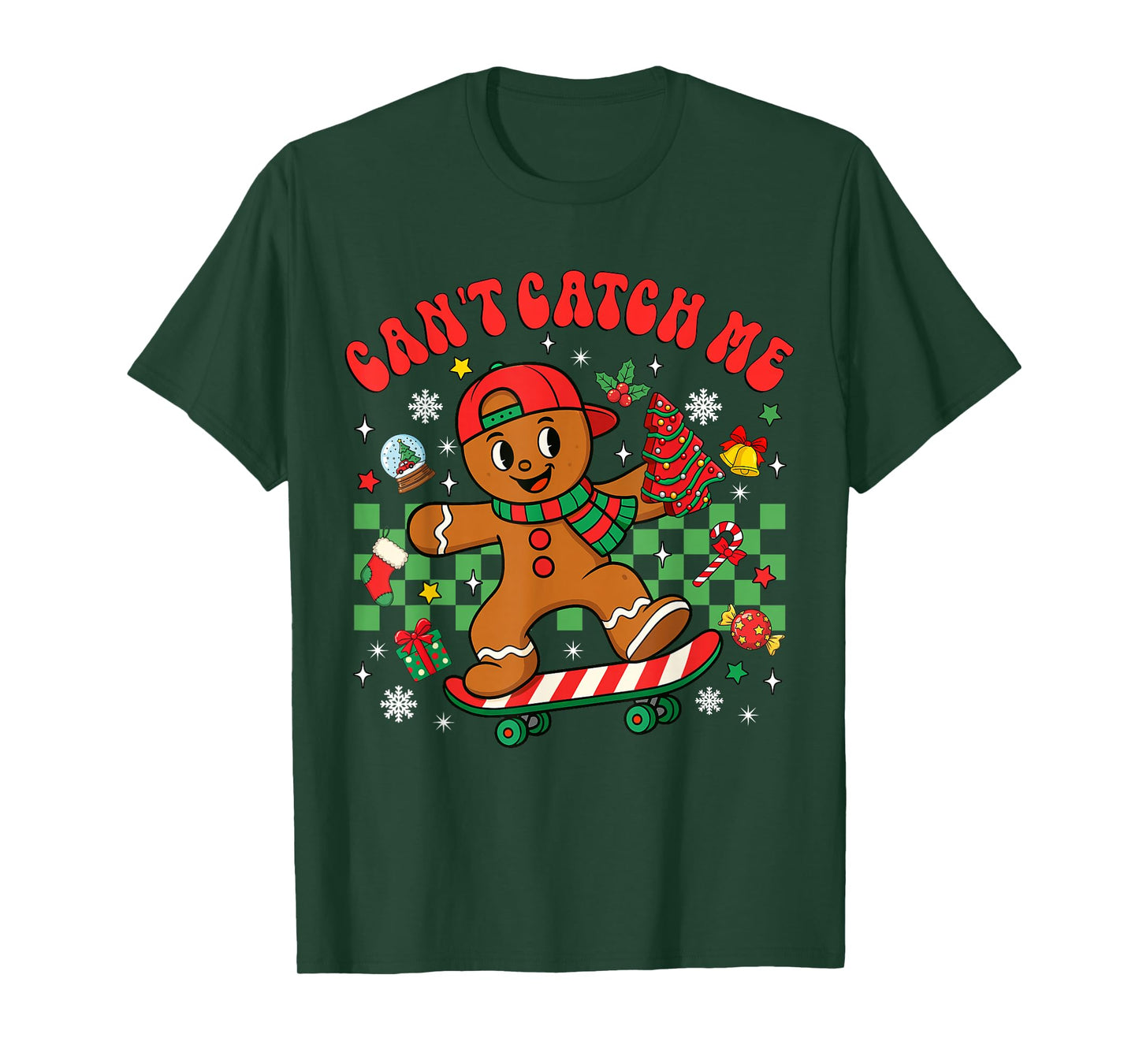 Can't Catch Me Christmas Gingerbread Man Xmas Cookie Boy Kid T-Shirt