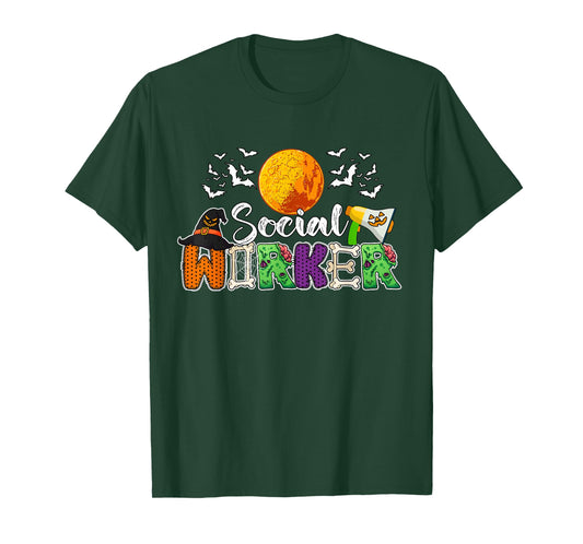 Social Worker Job Halloween Zombies Witch Costume Team T-Shirt