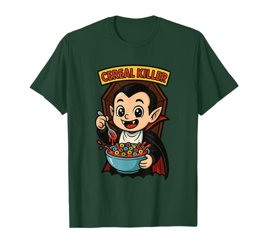 Cereal Killer Funny Vampire Pun Halloween Breakfast Horror T-Shirt