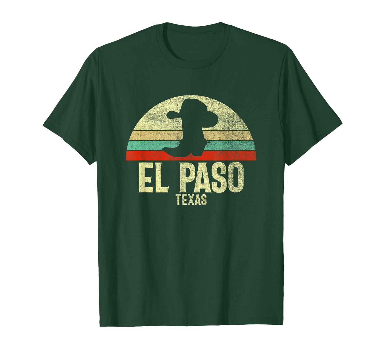 Retro El Paso Texas Cowboy Hat On Cowboy Boot Vintage T-Shirt