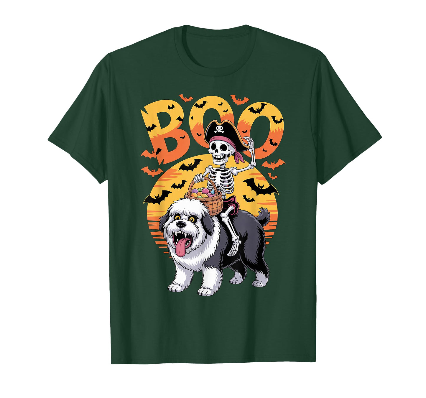 Spooky OES Costume on Boo Old English Sheepdog Halloween T-Shirt