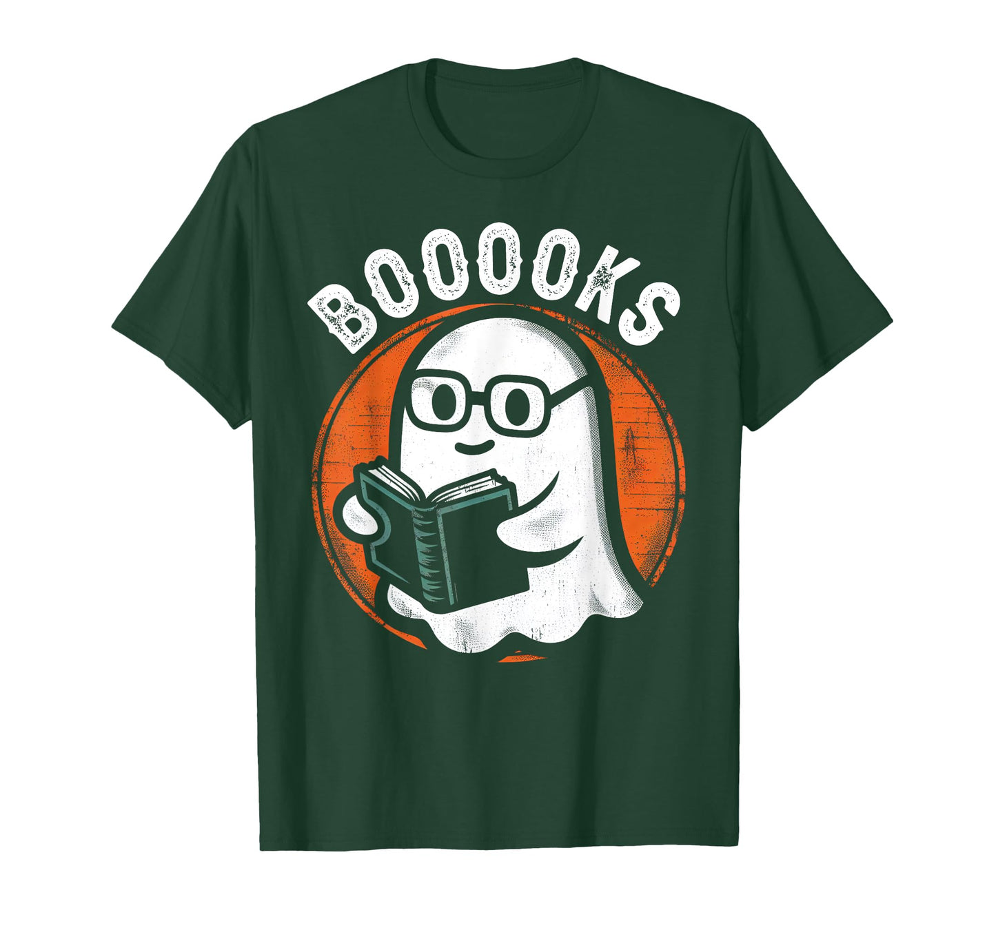 Cute Ghost Book Reading Books Lover Retro Halloween Teacher T-Shirt