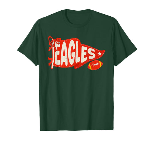 Eagles Mascot School Team Pennant Flag Game Day Football T-Shirt