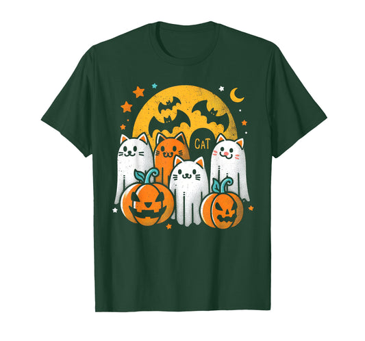 Halloween Black Cats Ghosts Costume Women Girls Kids Toddler T-Shirt