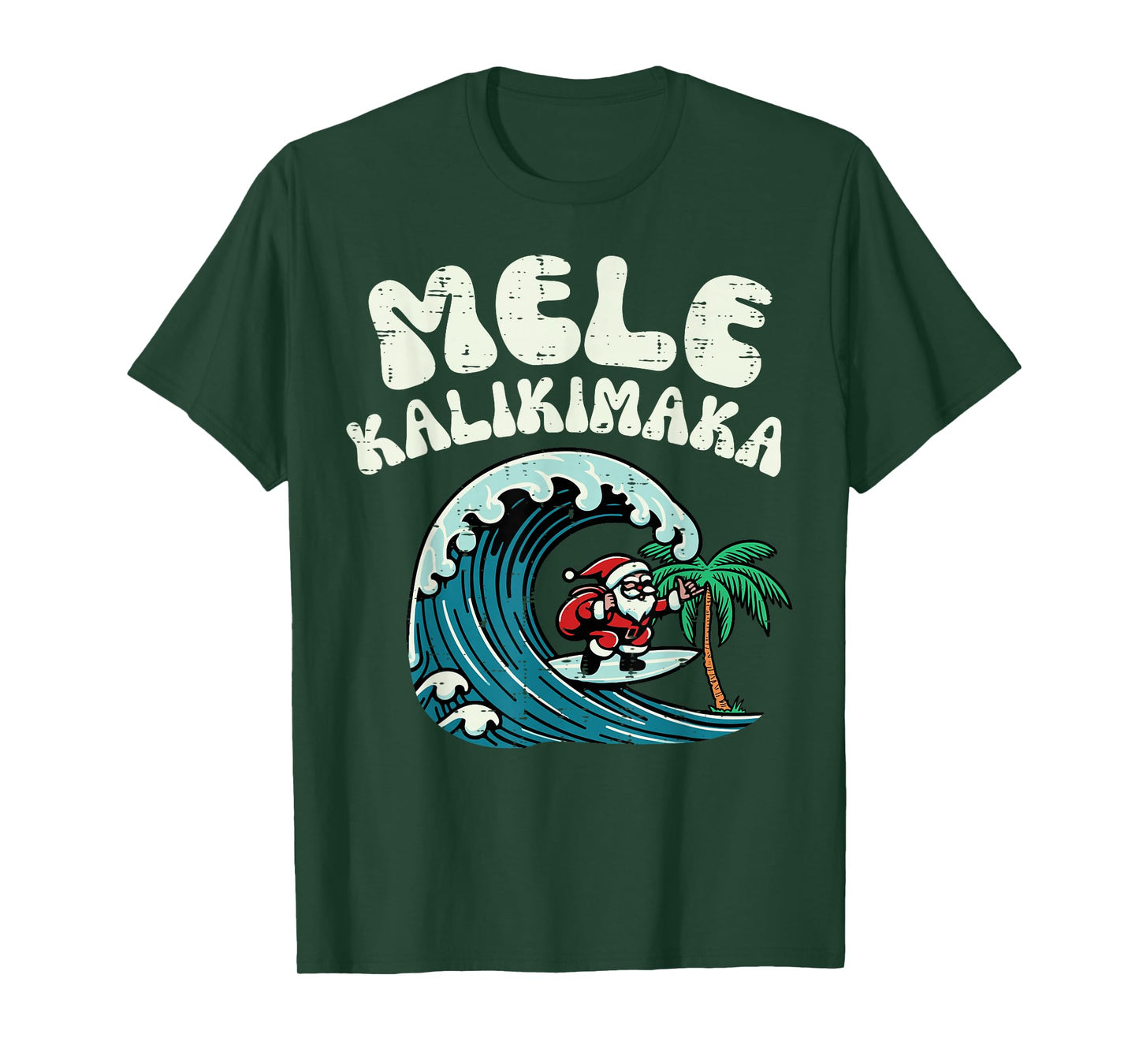 Christmas Surfing Santa Mele Kalikimaka Xmas Men Boys Kids T-Shirt