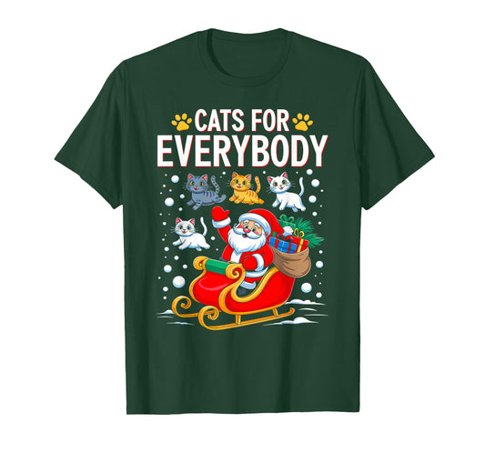 Funny Christmas Cat Santa Xmas Pajamas Cats for Everybody T-Shirt