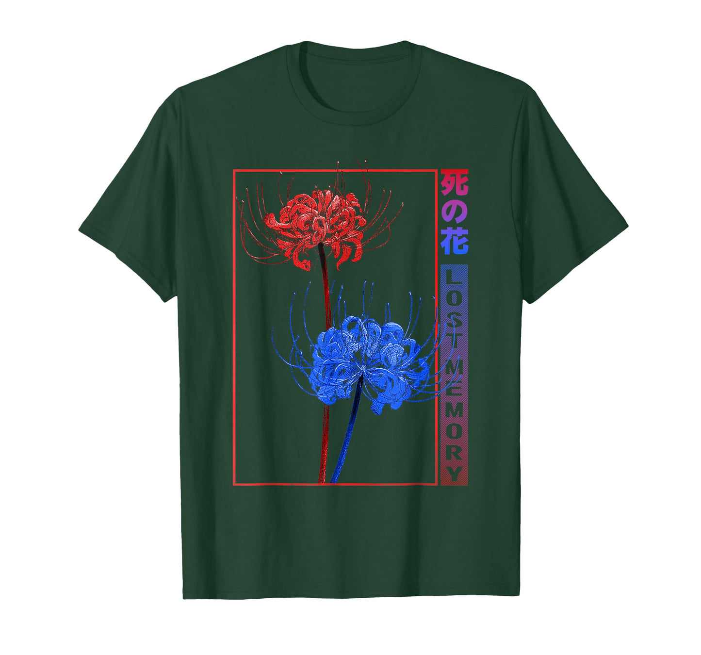 Japanese Red Blue Spider Lily Soft Grunge Aesthetic Flower T-Shirt
