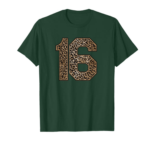 Leopard Number 16 Athlete Sports Jersey Supporter Fanwear T-Shirt