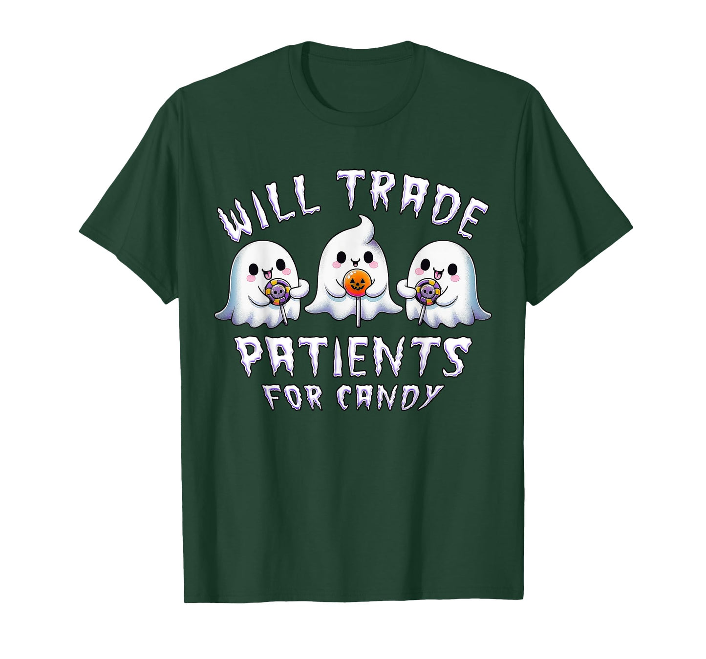 Will Trade Patients For Candy Cute Ghosts Halloween Nurse T-Shirt