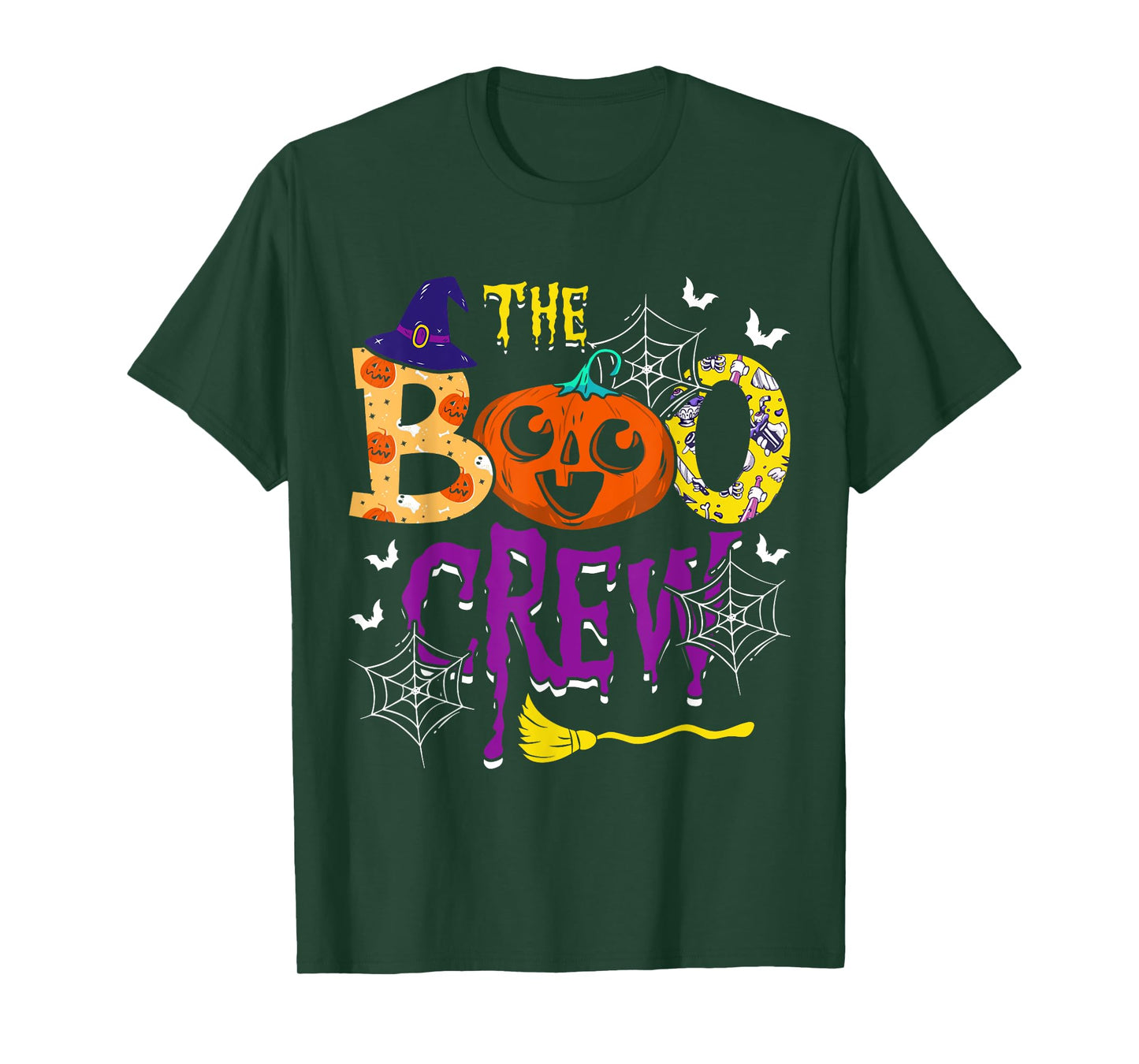 The Boo Crew Witch Pumpkin Web Spider Decor Halloween T-Shirt