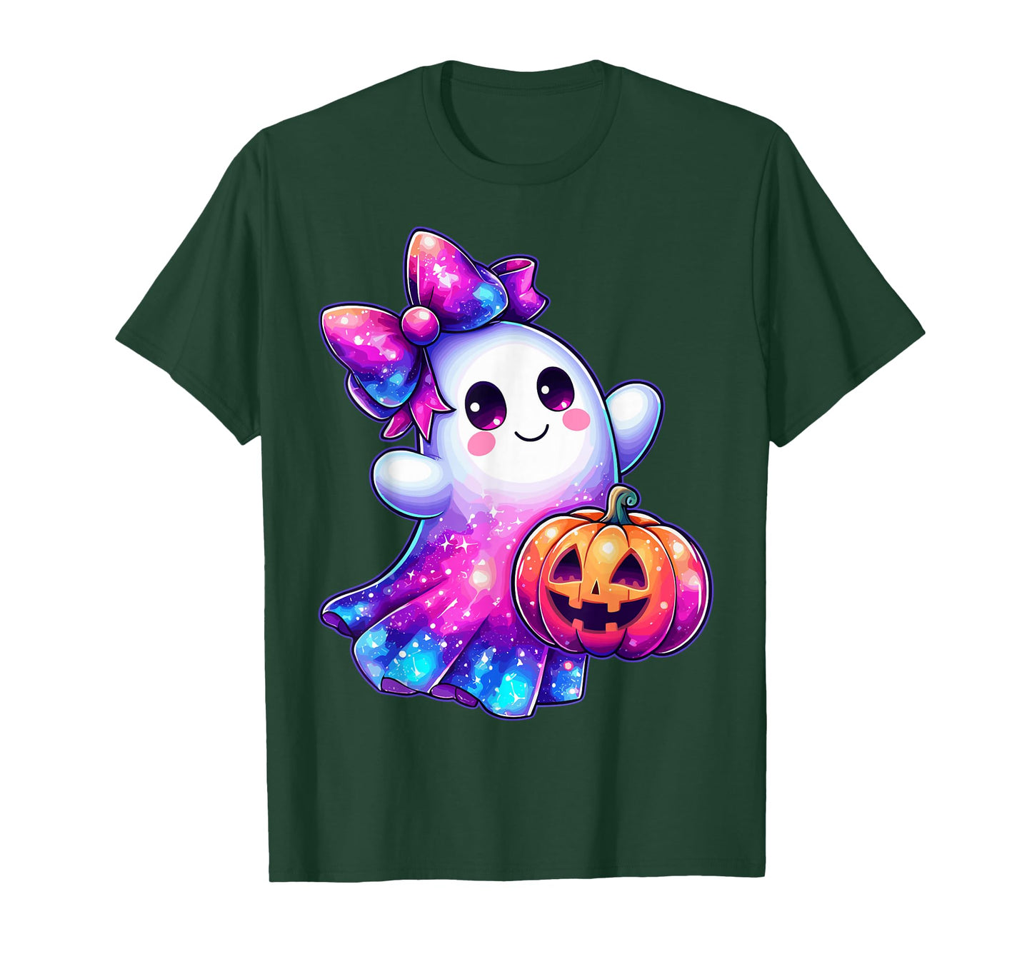 Halloween Ghost Pumpkin Galaxy Colors Cute Spooky T-Shirt