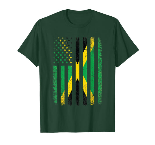 Jamaica American Flag 4th of July Patriots USA Jamaican Flag Women Kids Men T-Shirt