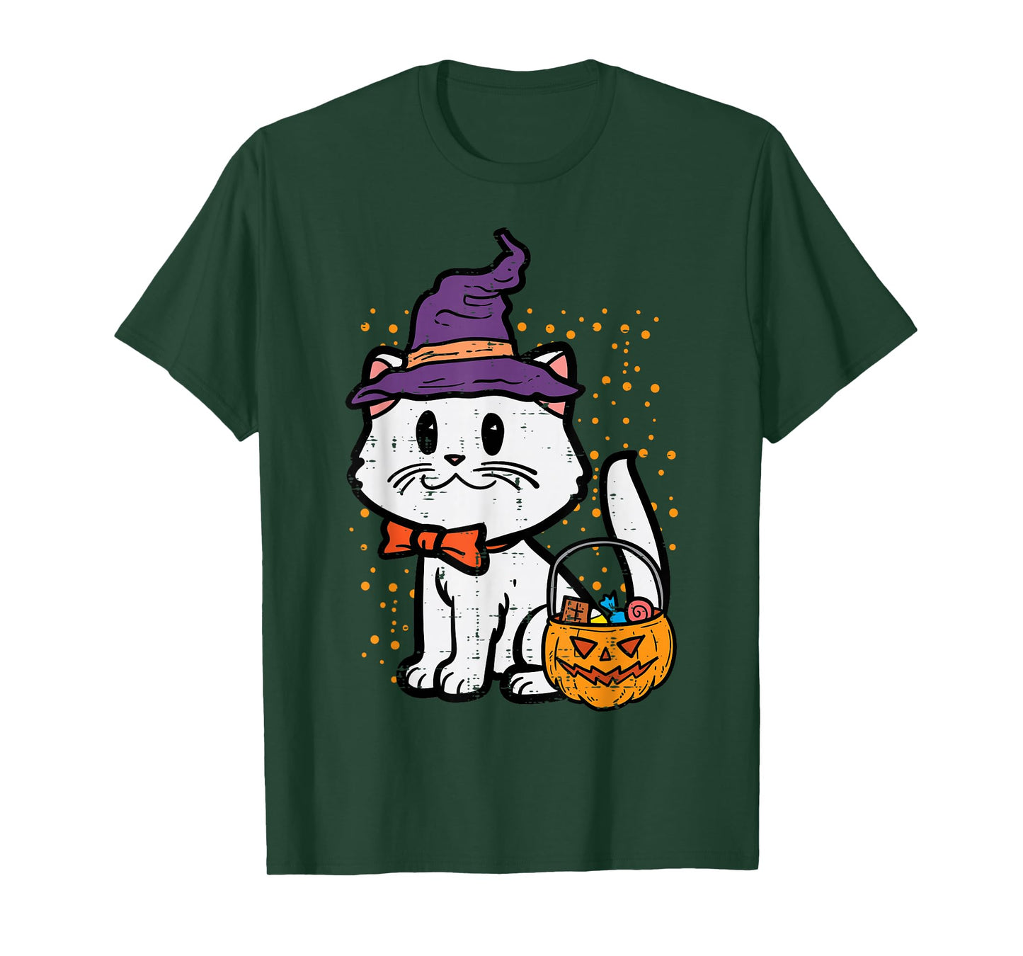 Halloween Witch Cat Trick Or Treat Kitten Costume Girls Kids T-Shirt