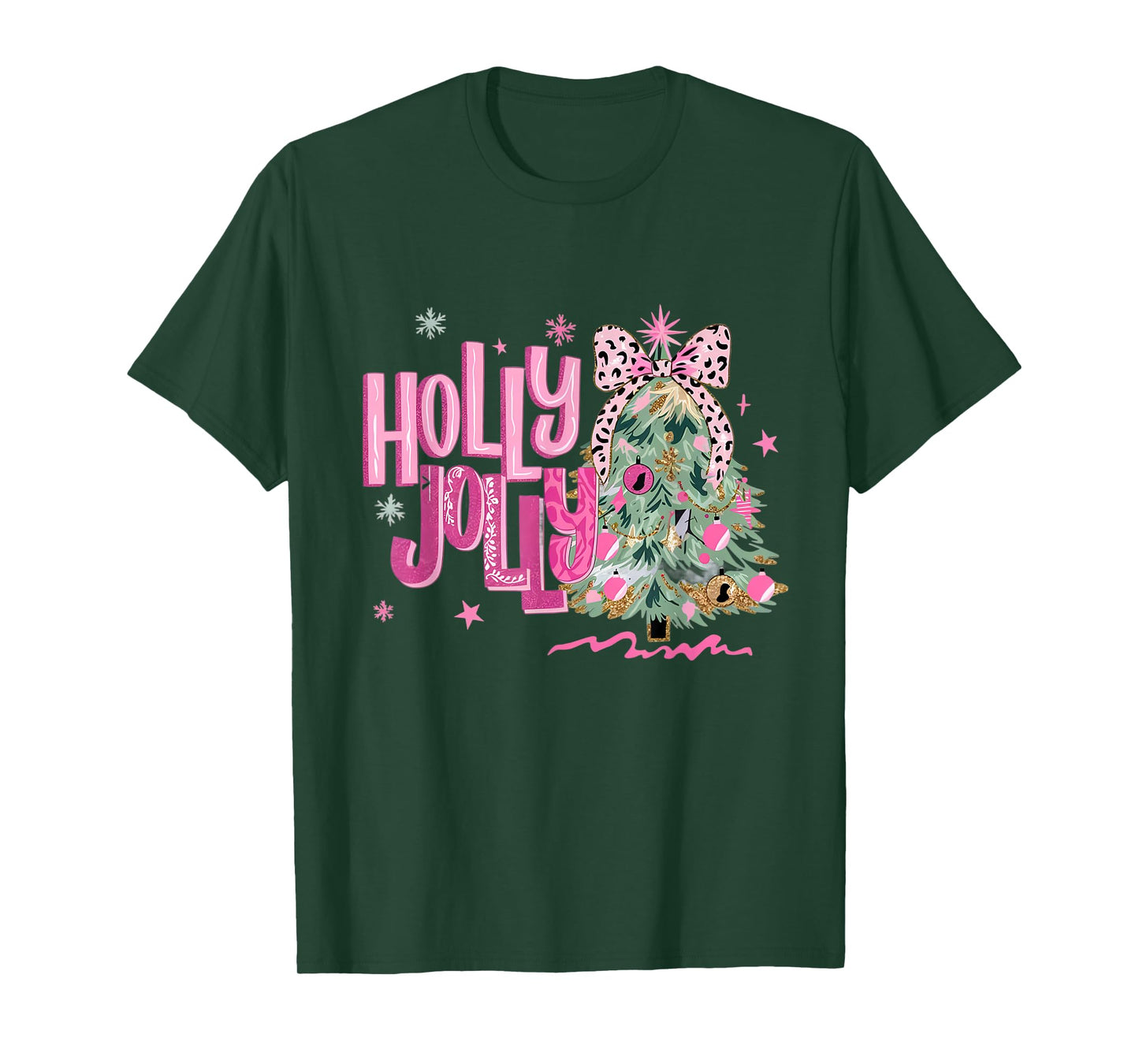 Holly Coquette Bow Jolly Rainbow Christmas Tree Xmas Holiday T-Shirt