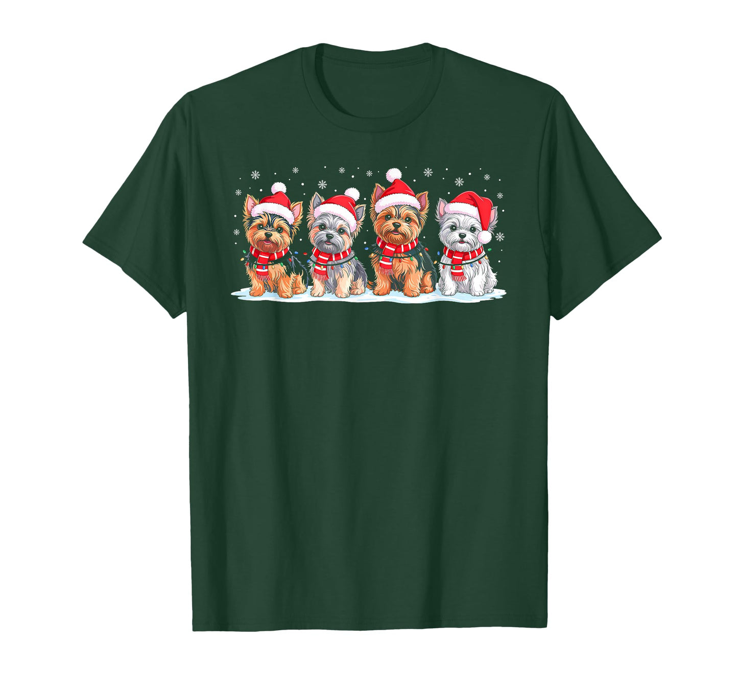 Shih Tzu Dog Christmas Pajamas Santa Hat Xmas Lights T-Shirt