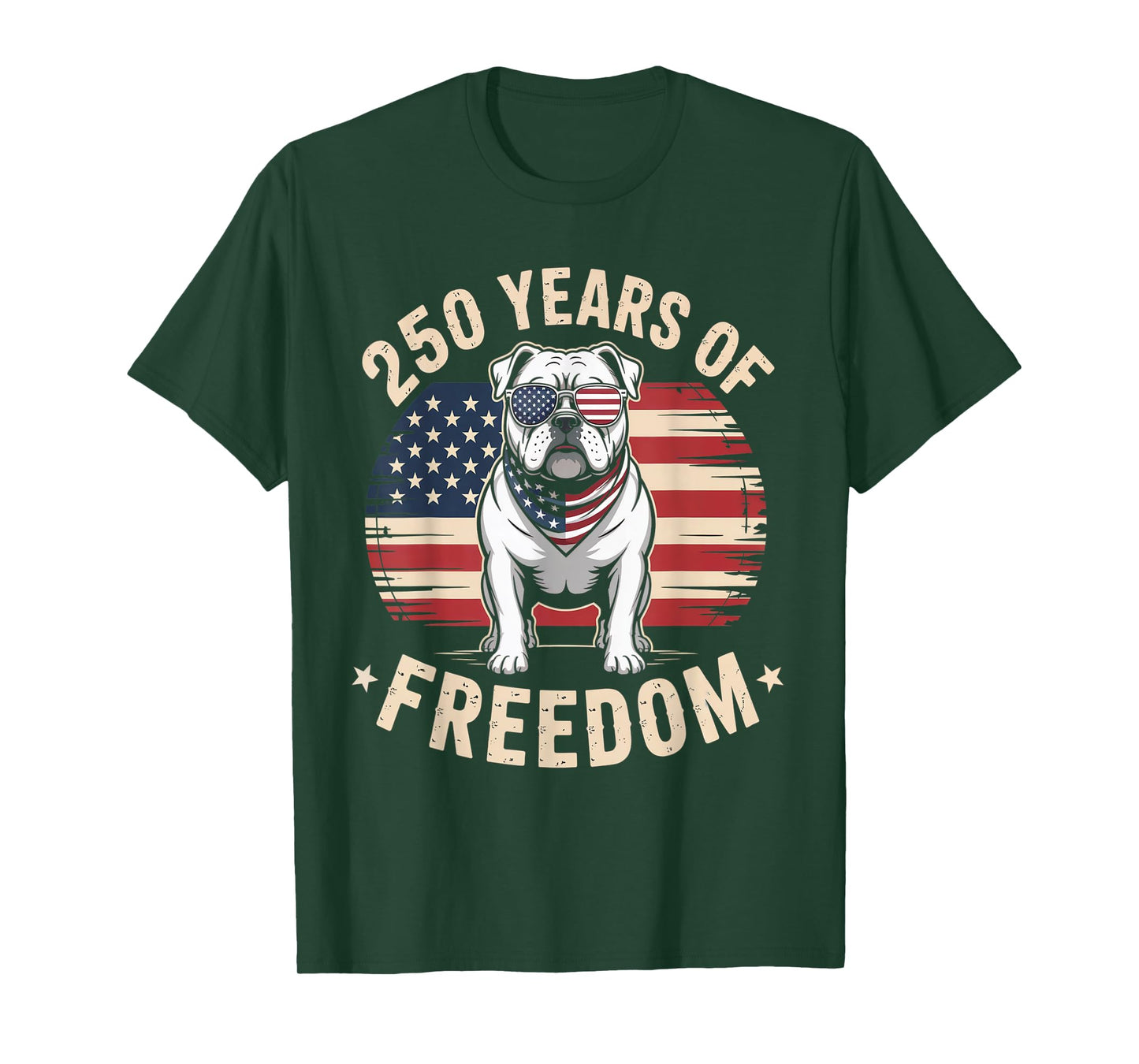 250 Years of Freedom USA Bulldog Patriotic Design T-Shirt