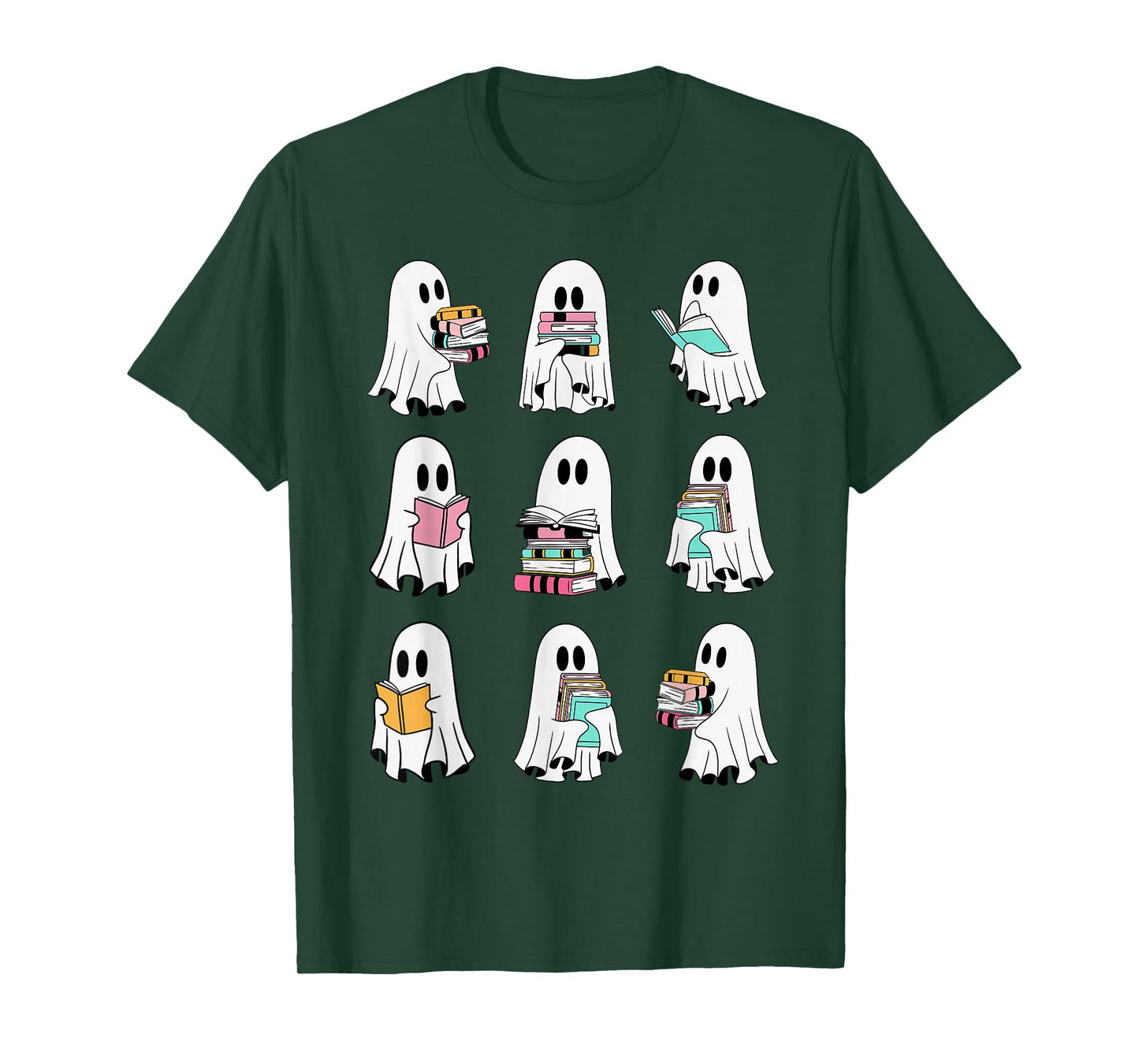 Ghost Reading Books Spooky Librarian Teacher Women T-Shirt