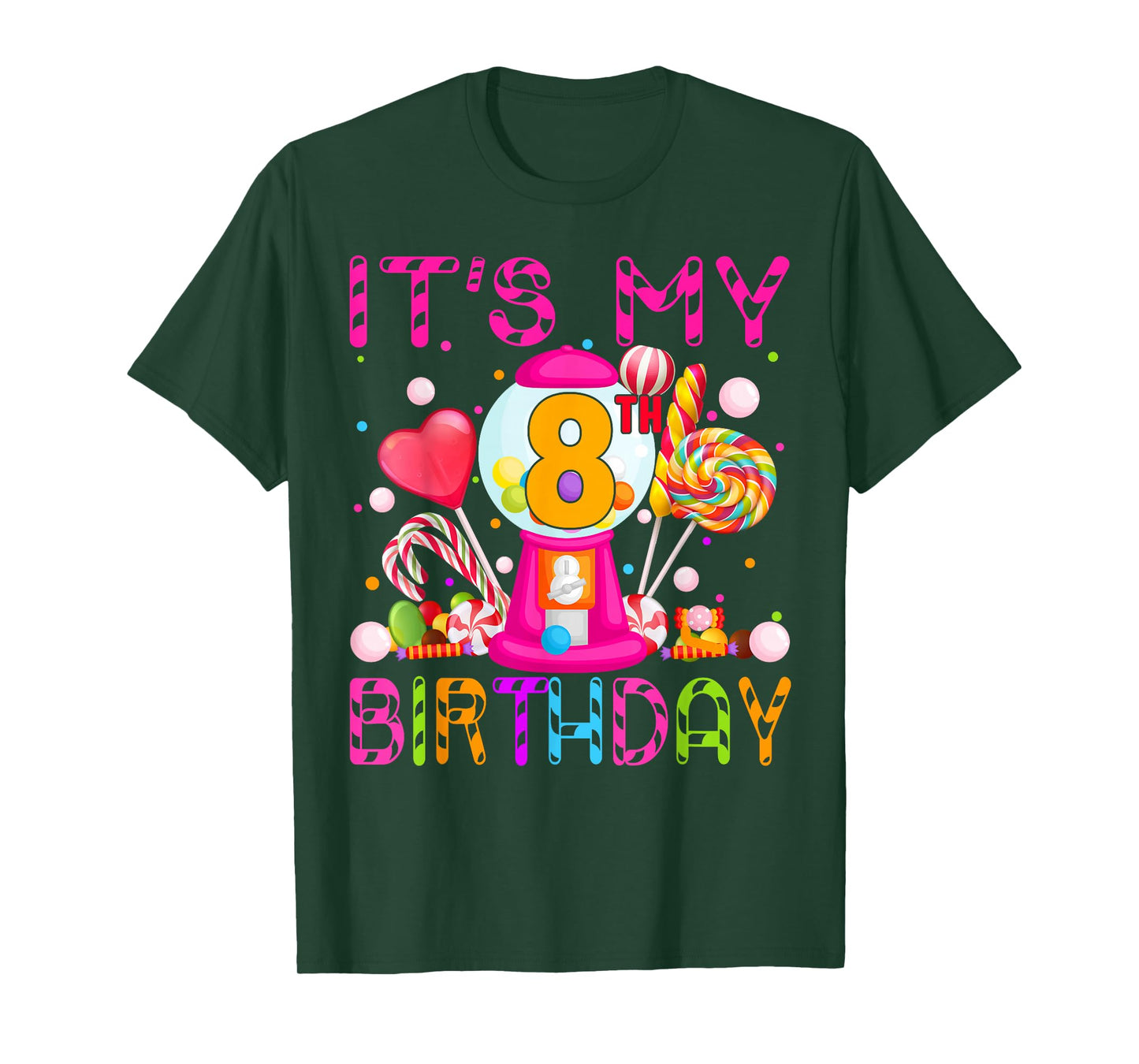 Its My 8th Birthday Candy Candyland Birthday Girl 8 Year Old T-Shirt