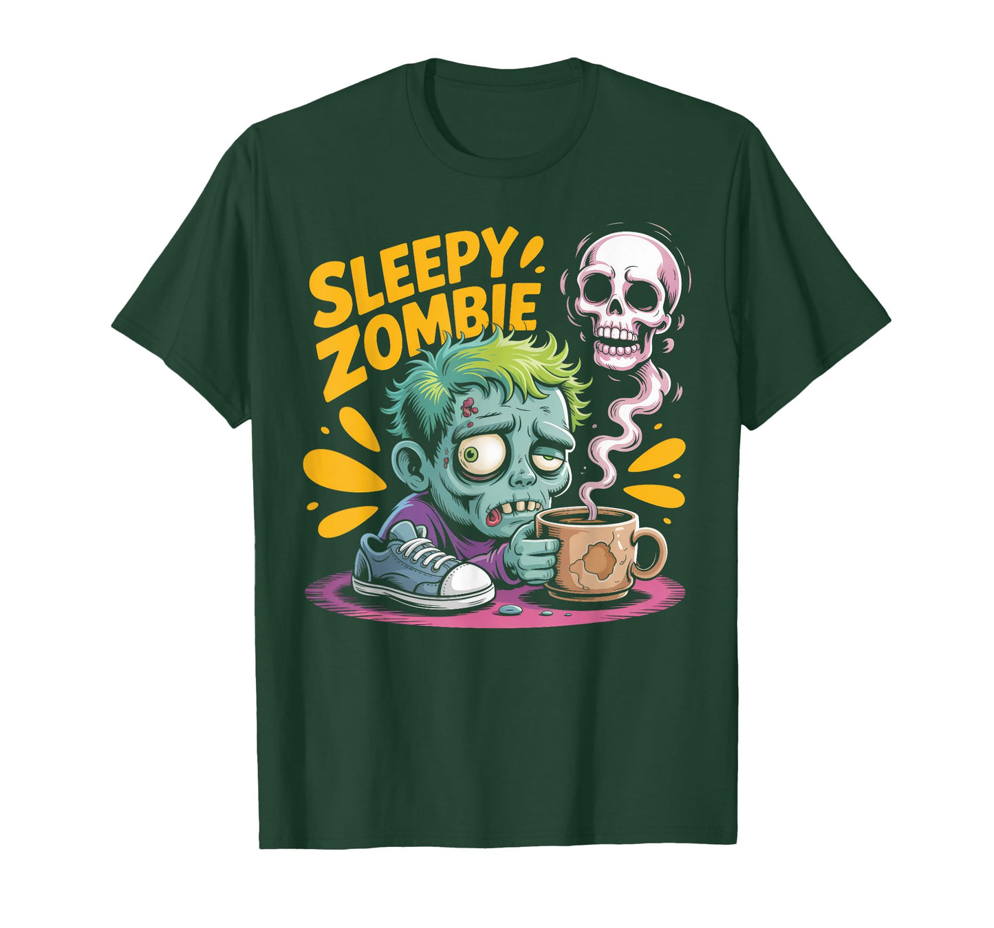 Sleepy Zombie Coffee Lover Funny Undead T-Shirt