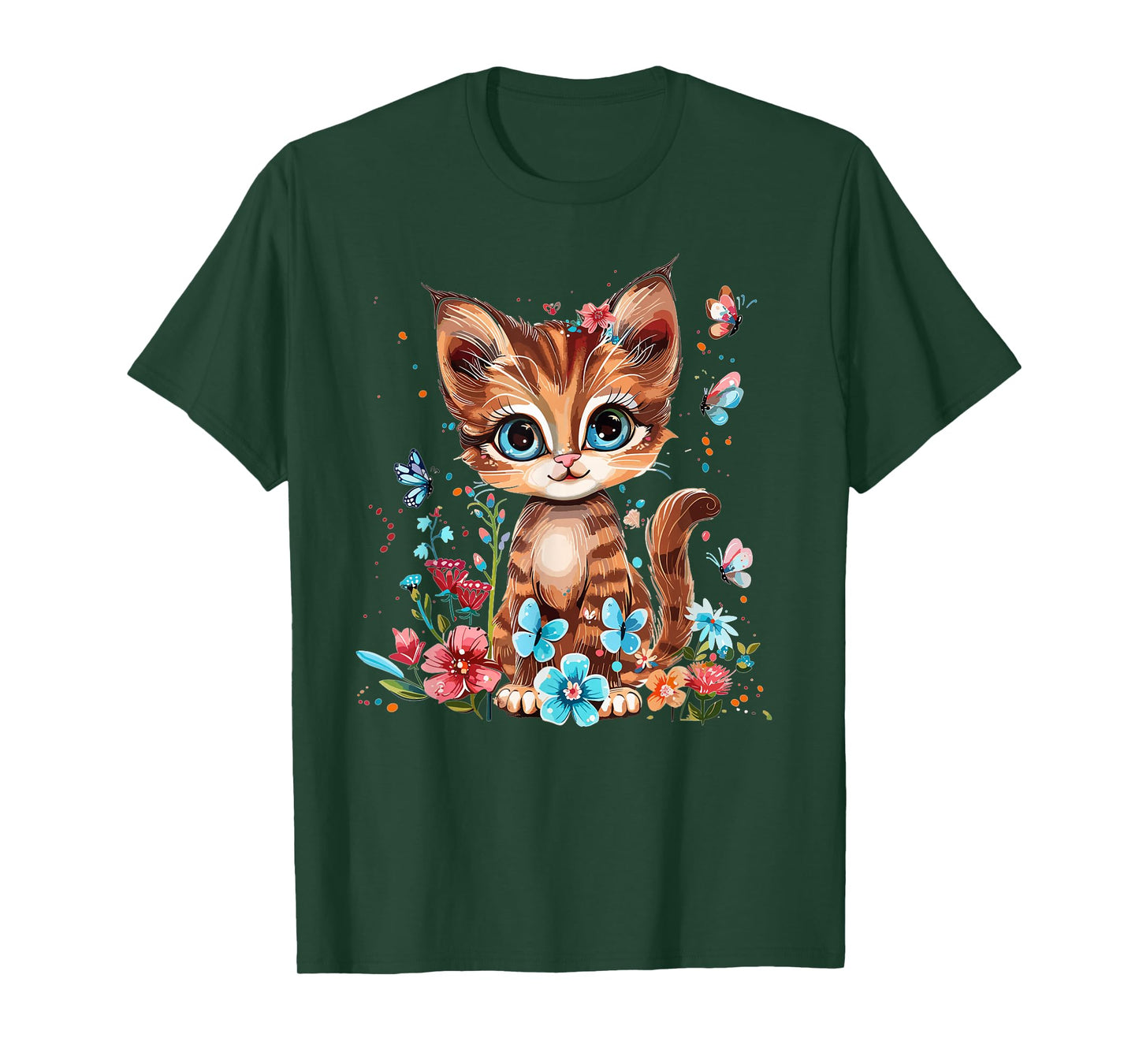 Cute Cat With Flowers I Kids Cat T-Shirt