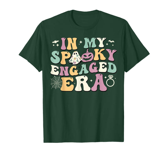 In My Spooky Engaged Era Ghost Pumpkin Halloween Fiance T-Shirt