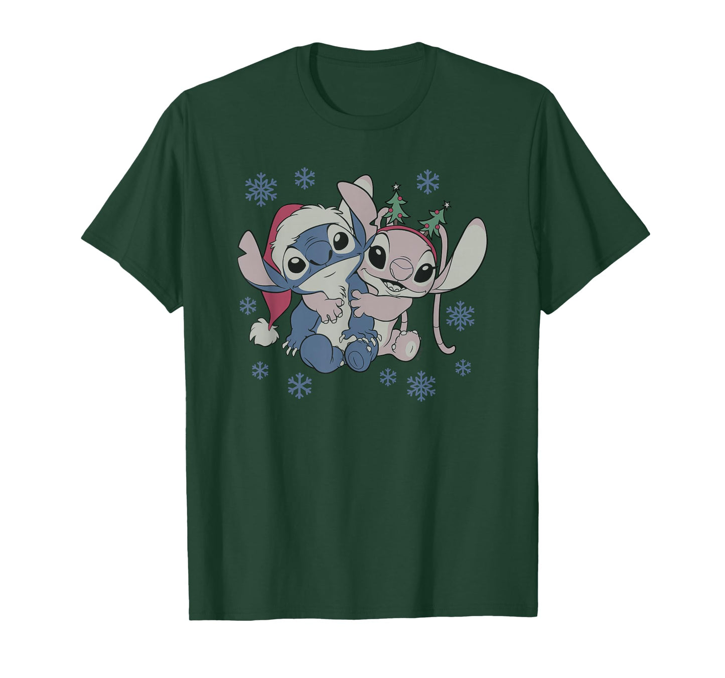 Disney Lilo & Stitch Christmas Angel and Stitch Winter Love T-Shirt