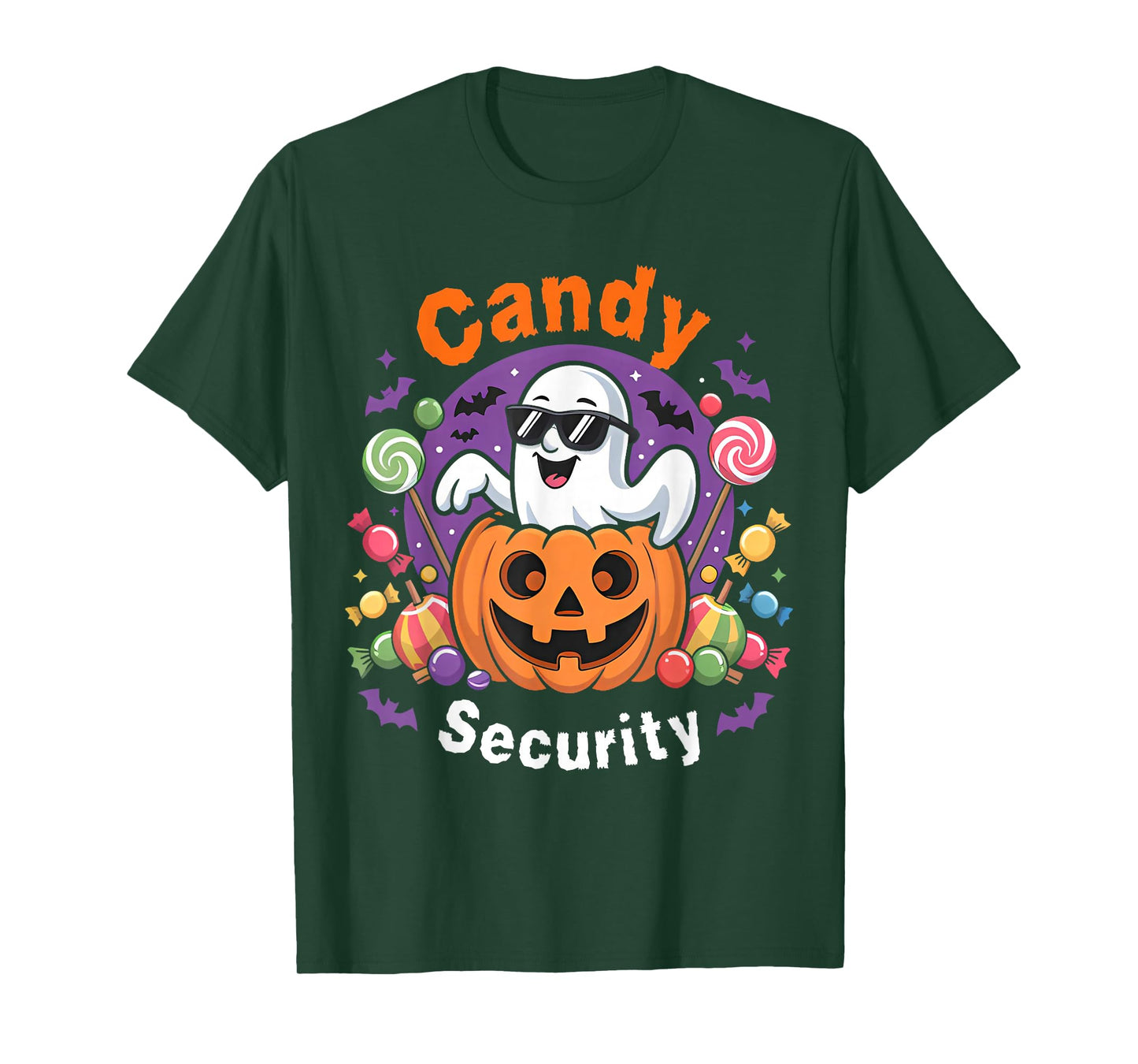 Candy Security Boo Pumpkin Funny Ghost Halloween Costume T-Shirt