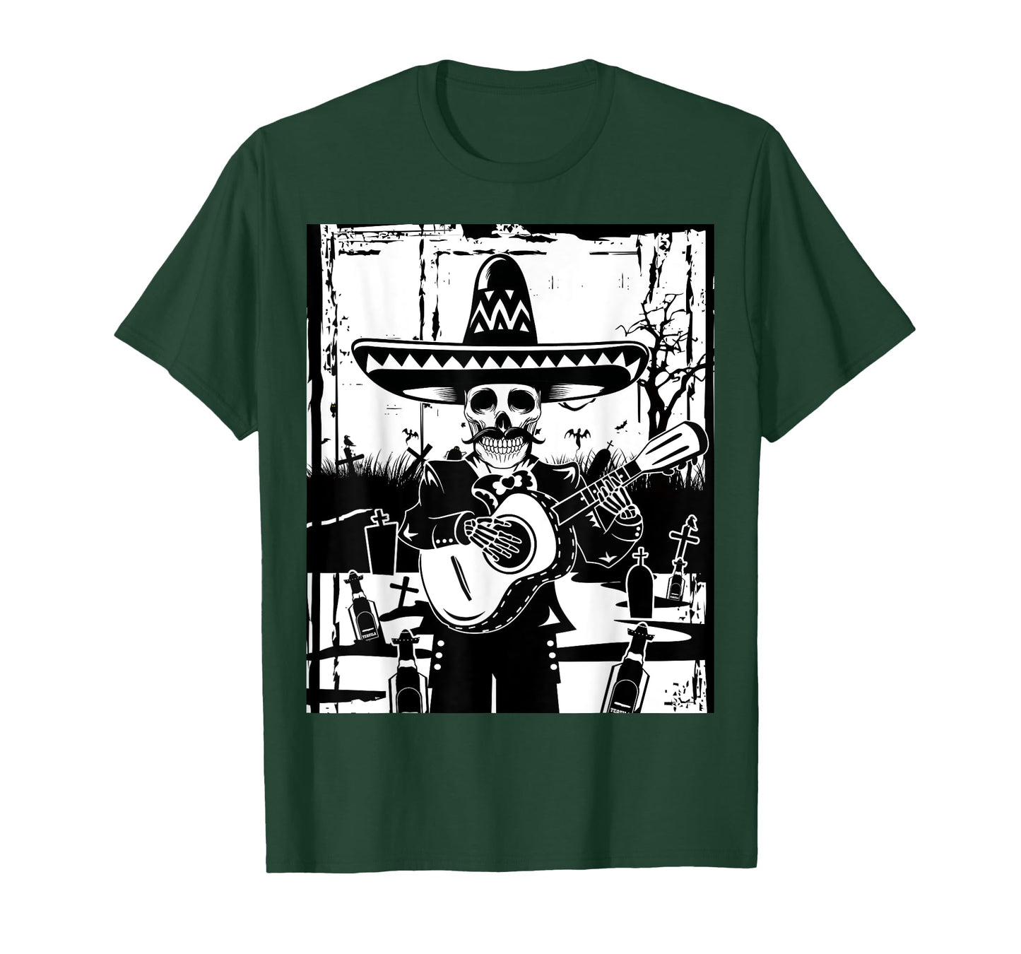 Mariachi Skeleton Dia De Los Muertos Tequila T-Shirt