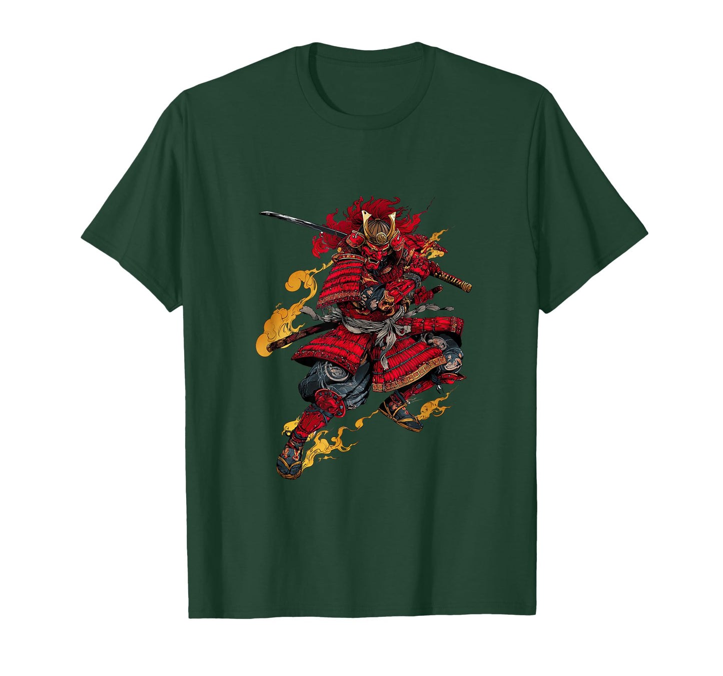 Japanese Samurai in Fiery Strike Pose T-Shirt