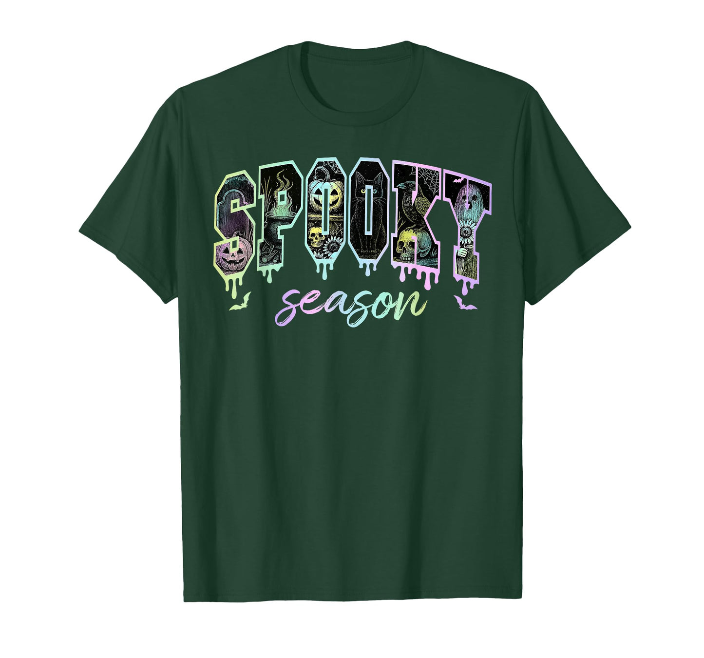 Retro Spooky Season Black Cat Ghost Pumpkin Halloween Women T-Shirt