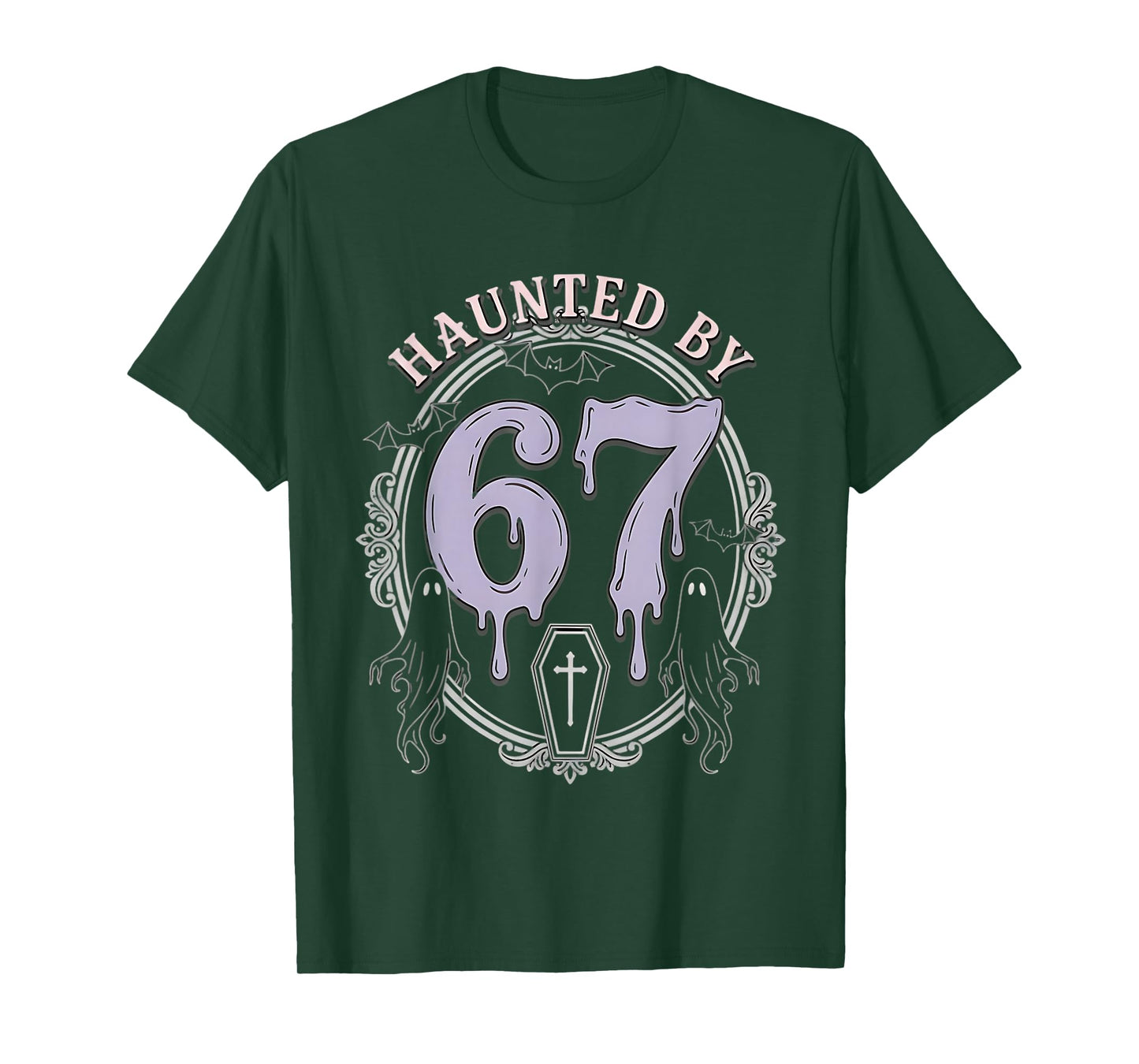 Haunted by 67 Gothic Goth Halloween Meme Ghosts Coffin Drip T-Shirt
