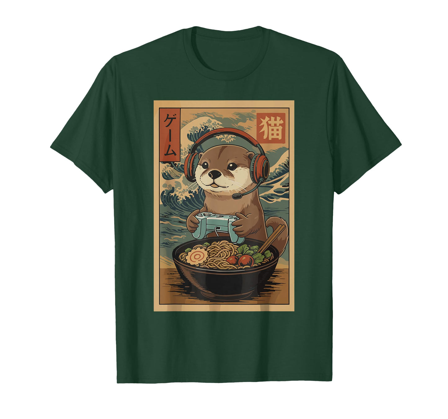 Kawaii Japanese Ramen Otter Retro Gaming Shirts for Men T-Shirt