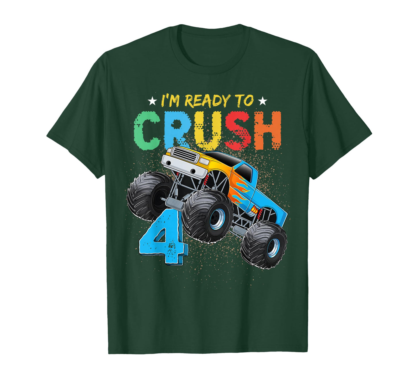 Ready To Crush 4 Monster Truck 4th Birthday Boys Kids T-Shirt