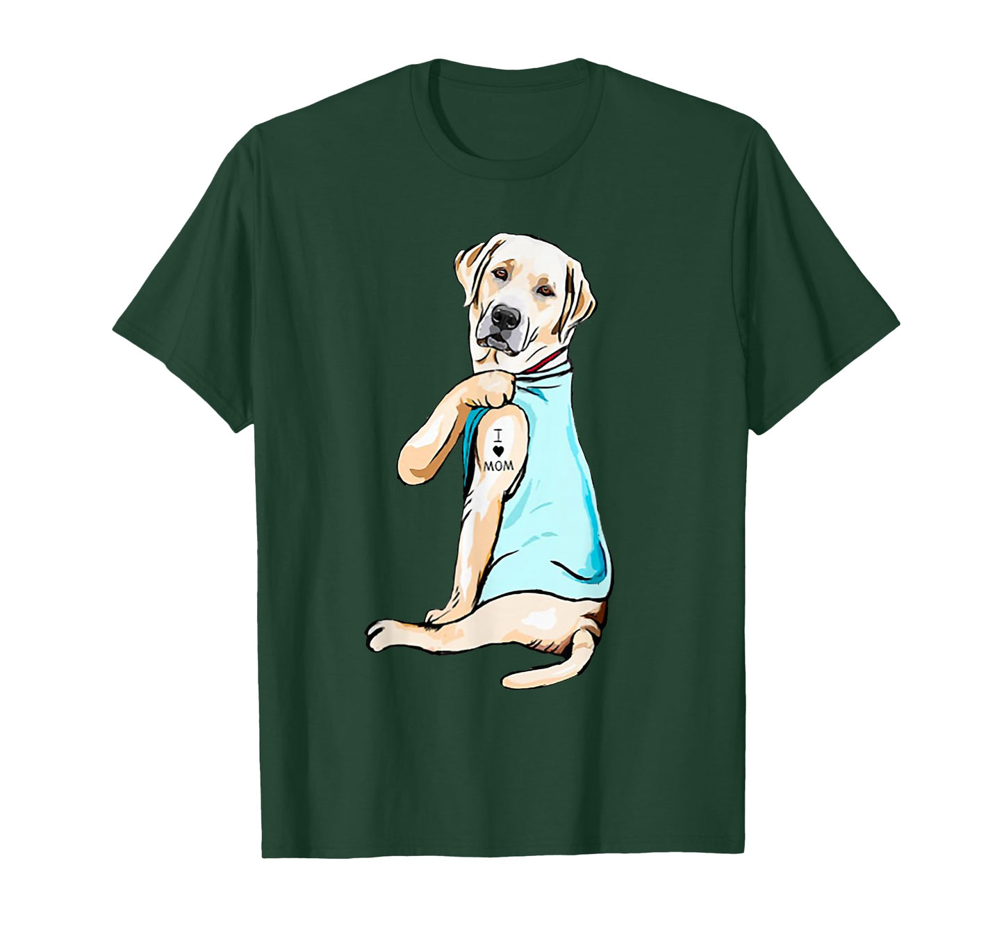 I Love Mom Funny Labrador Tattooed T-Shirt