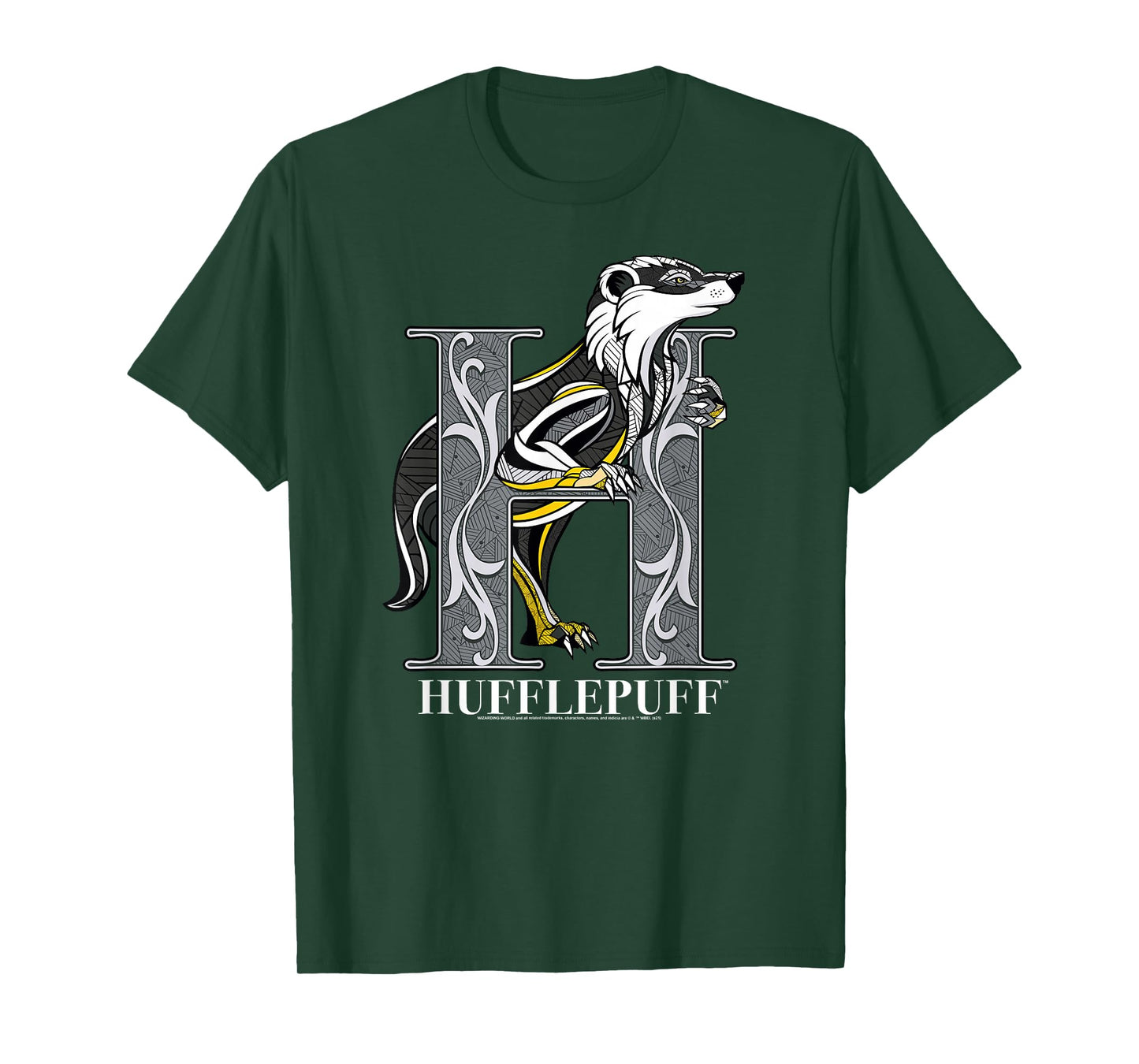 Harry Potter Mosaic Hufflepuff with Badger T-Shirt Small