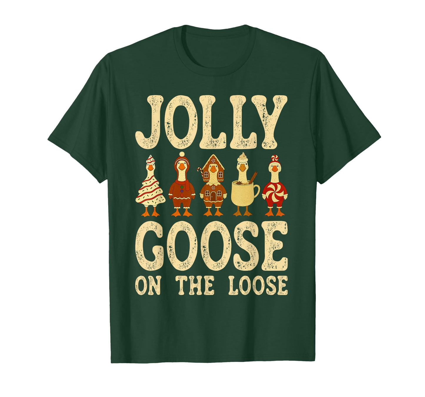 Jolly Goose On The Loose Christmas Candy Gingerbread Cookies T-Shirt