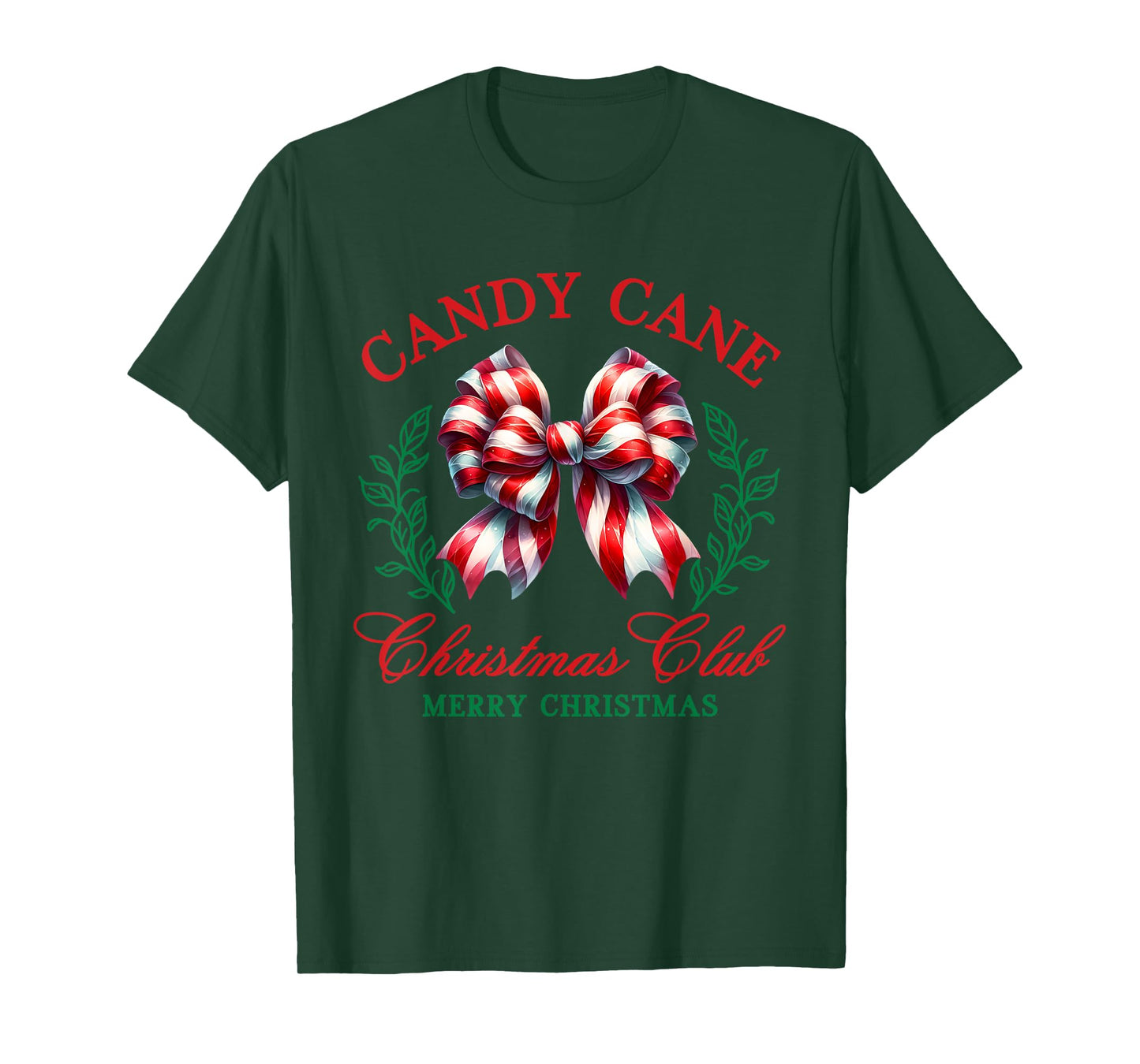 Candy Cane Coquette Bow Merry Christmas Xmas Club Holiday T-Shirt