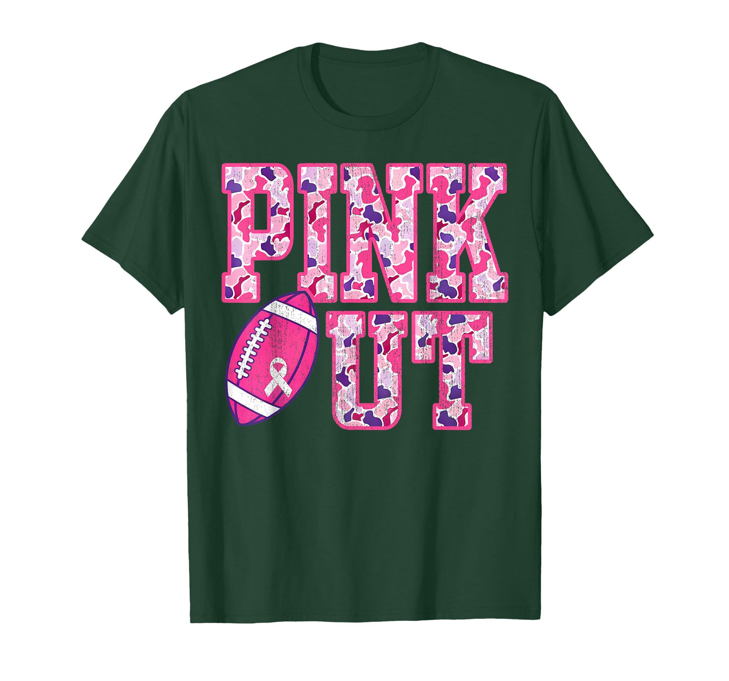 Pink Out American Football Camo Breast Cancer Awareness T-Shirt